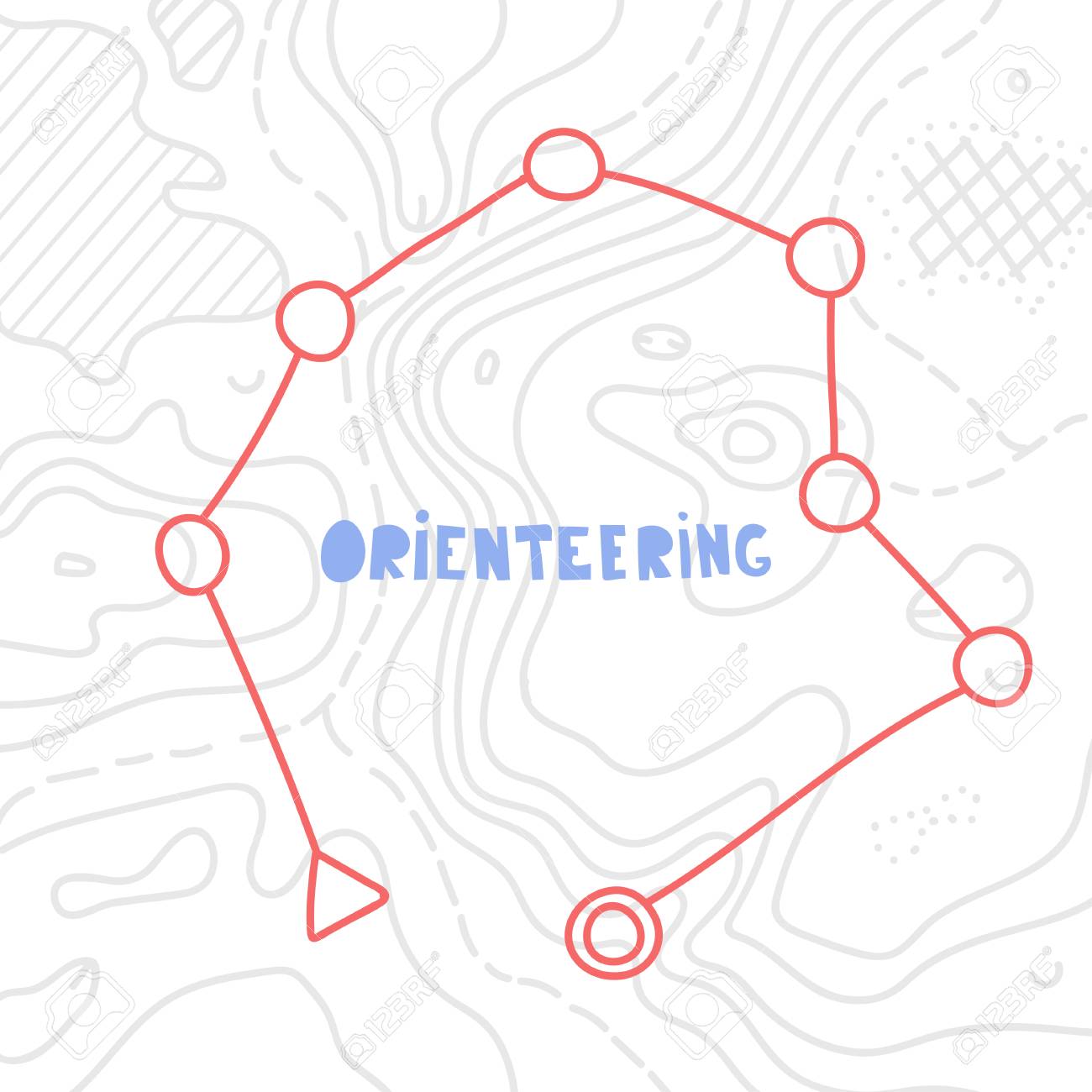 Vector Illustration Of Topographic Orienteering Map With With With Regard To Orienteering Control Card Template