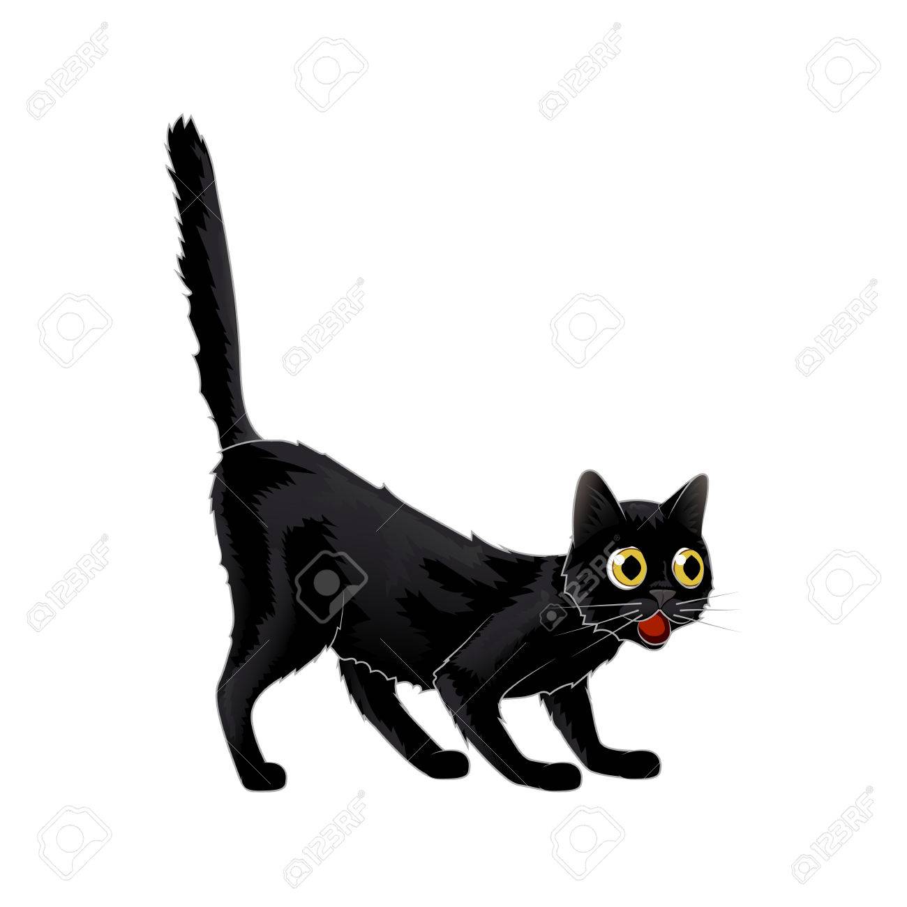 Caricature De Vecteur Chat Noir Sous Le Choc Elle A Ete Etonnee Isolee Clip Art Libres De Droits Vecteurs Et Illustration Image