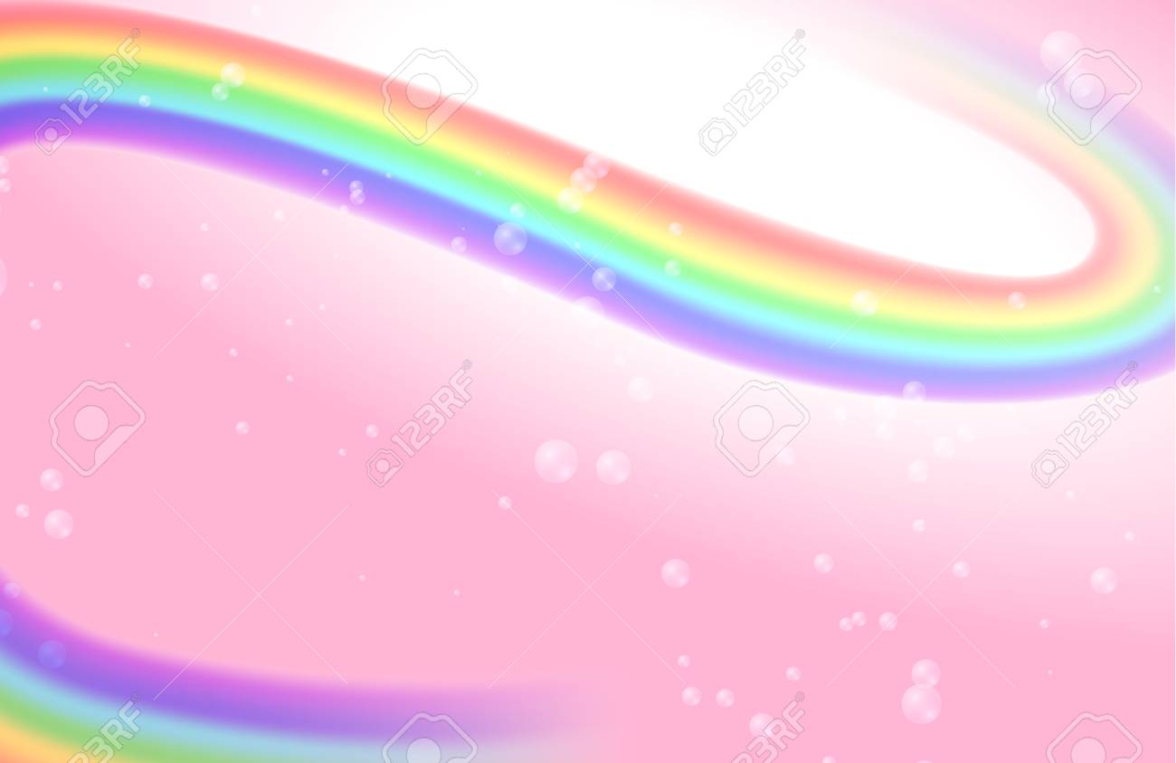 Vector Pink Background With Rainbow Mesh And Bubbles Light Unicorn Royalty Free Cliparts Vectors And Stock Illustration Image