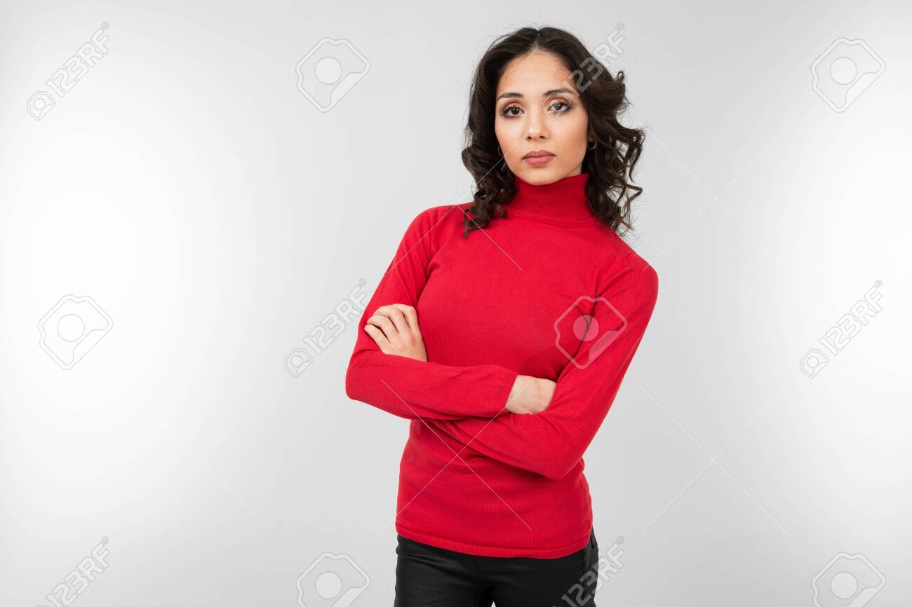 tight red sweater