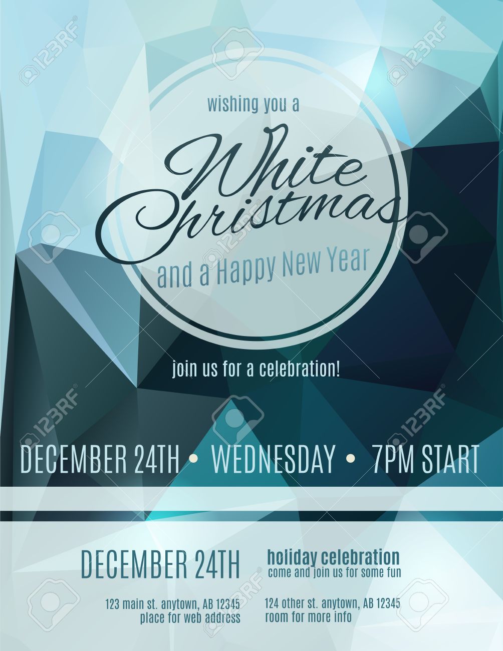simple and elegant white christmas party flyer invitation royalty
