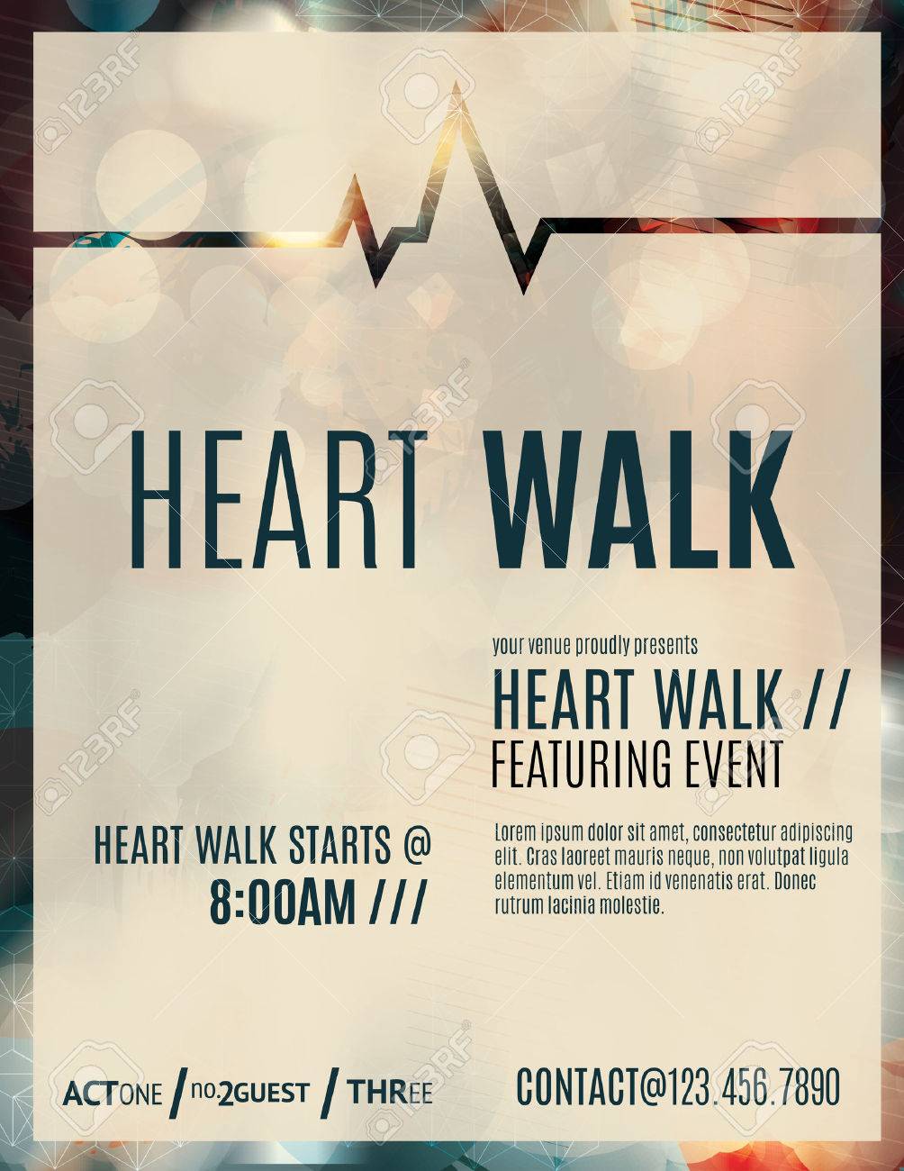 Modern And Classy Flyer Or Poster Template Design Layout To Promote A Heart Walk Fundraiser Stock Modern And Classy Flyer Or Poster Template Design Layout To Promote A Heart Walk Fundraiser Stock