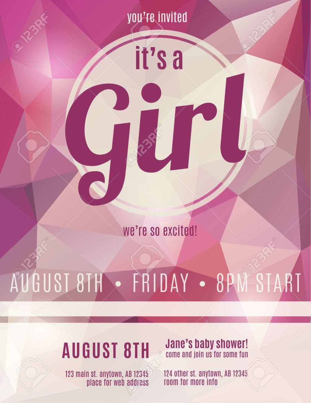 its a girl birth announcement flyer design template for baby baby shower flyer template free