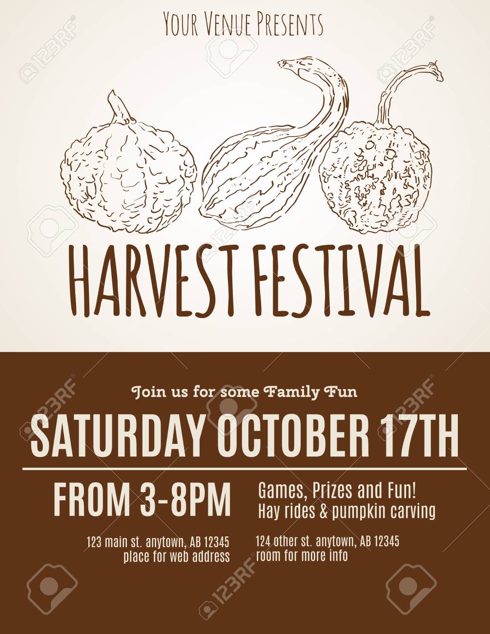 harvest festival flyer with hand drawn gourds stock vector 46998150