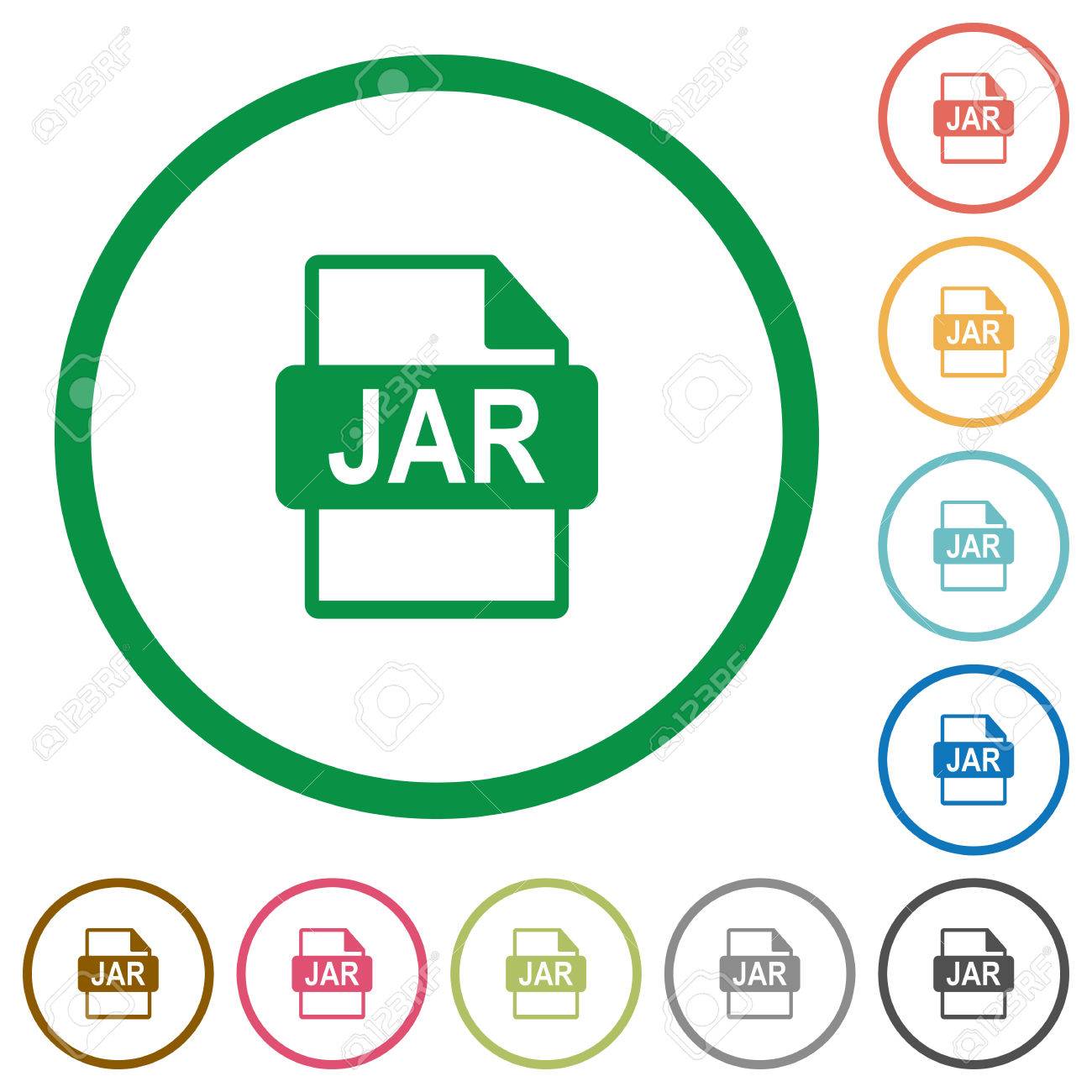 jar file format flat color icons in round outlines royalty free jar file format