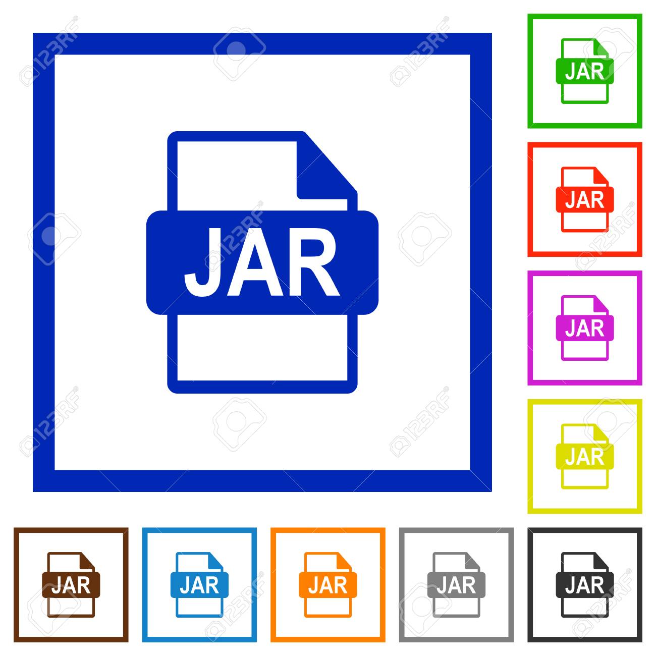 jar file format flat color icons in square frames royalty free jar file format