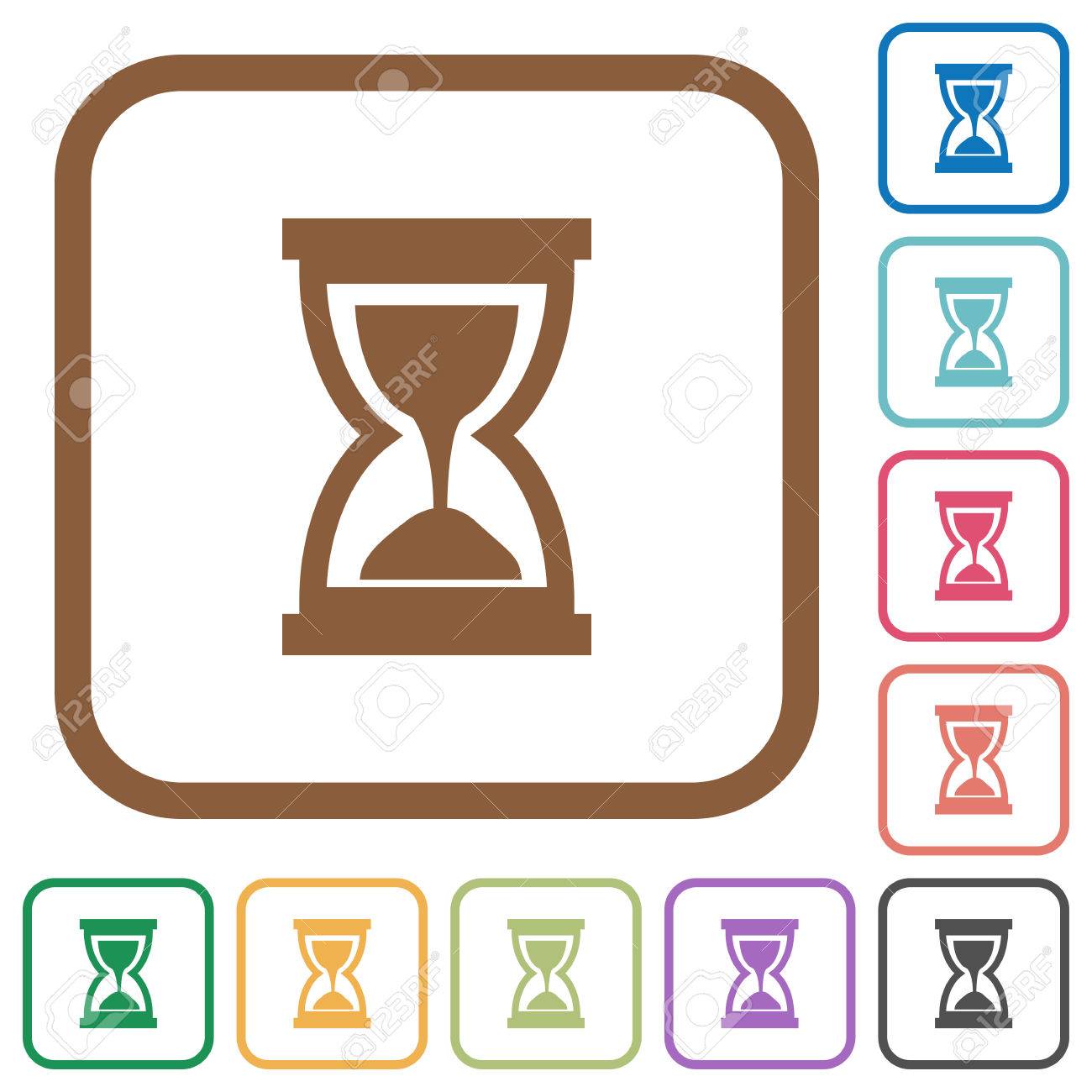 砂時計のシンプルなアイコンの色で丸みを帯びた白地に正方形のフレーム のイラスト素材 ベクタ Image