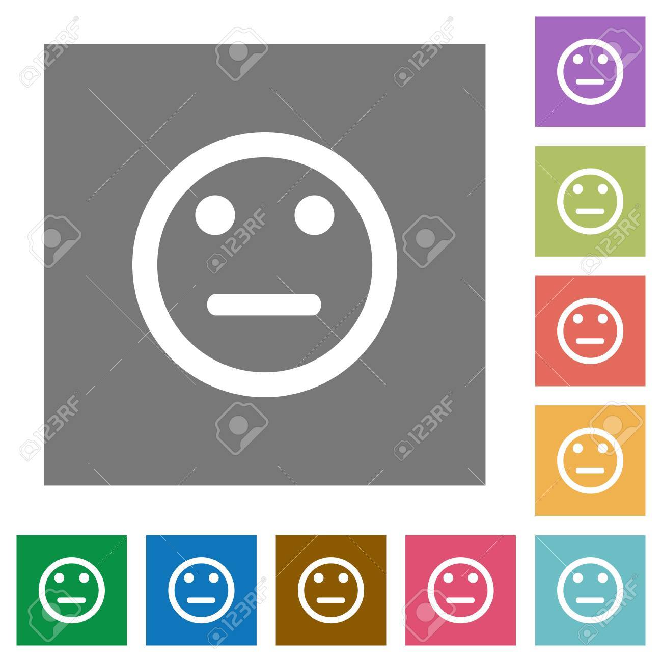 正方形のシンプルな色で中立的な絵文字フラット アイコン背景のイラスト素材 ベクタ Image