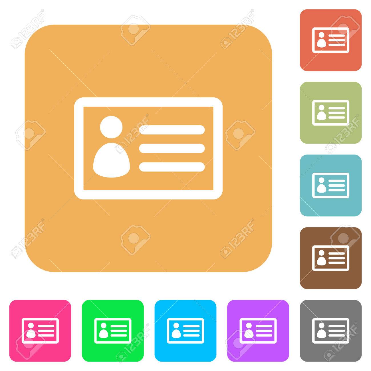 id card icons on rounded square vivid color backgrounds royalty