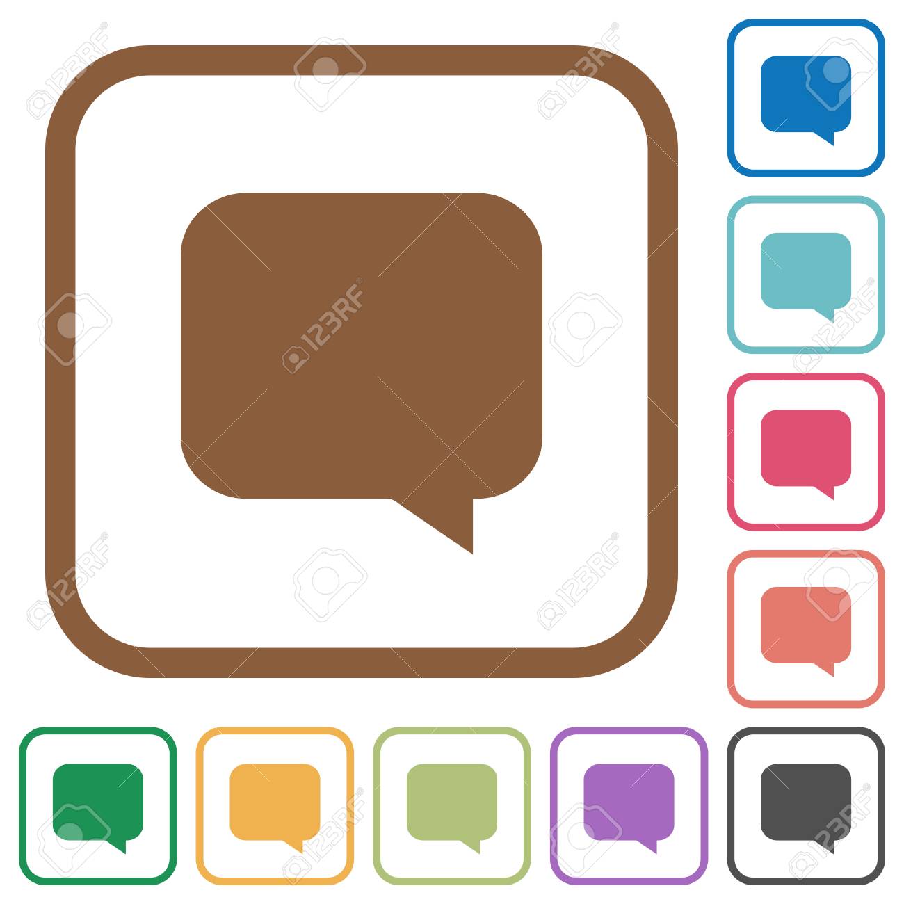 メッセージ バブル シンプルなアイコンの色で丸みを帯びた白地に正方形のフレーム のイラスト素材 ベクタ Image