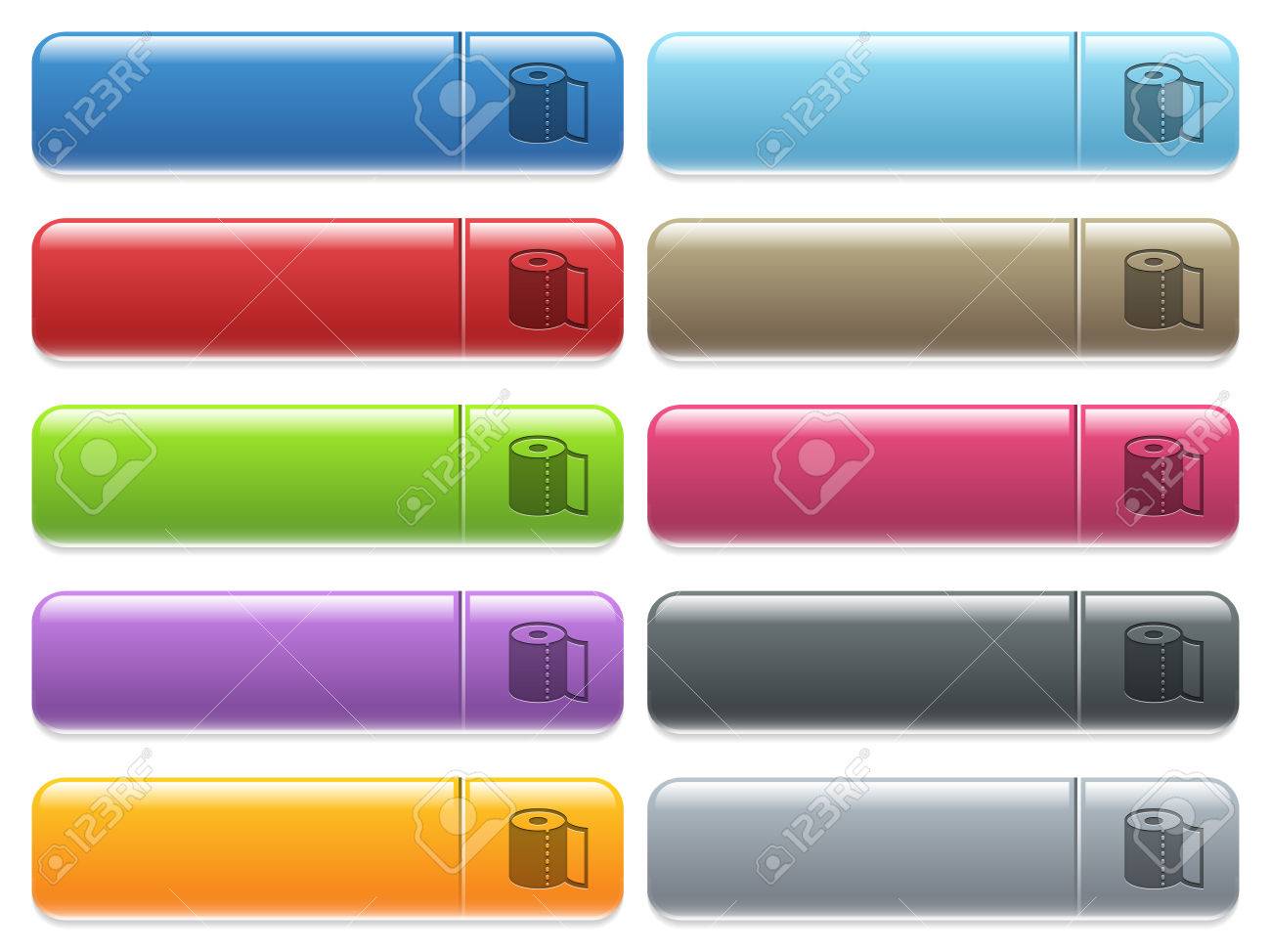 paper towel engraved style icons on long rectangular glossy