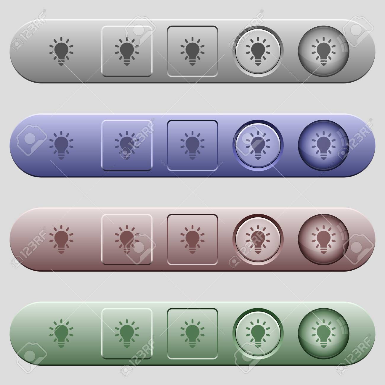 different lighting styles bottom up lighting bulb icons on rounded horizontal menu bars in different colors and button styles stock vector bulb icons on rounded horizontal menu bars in different different lighting styles bottom up lighting bulb icons on rounded horizontal menu bars in different colors and button styles stock vector bulb icons on rounded horizontal menu bars in different