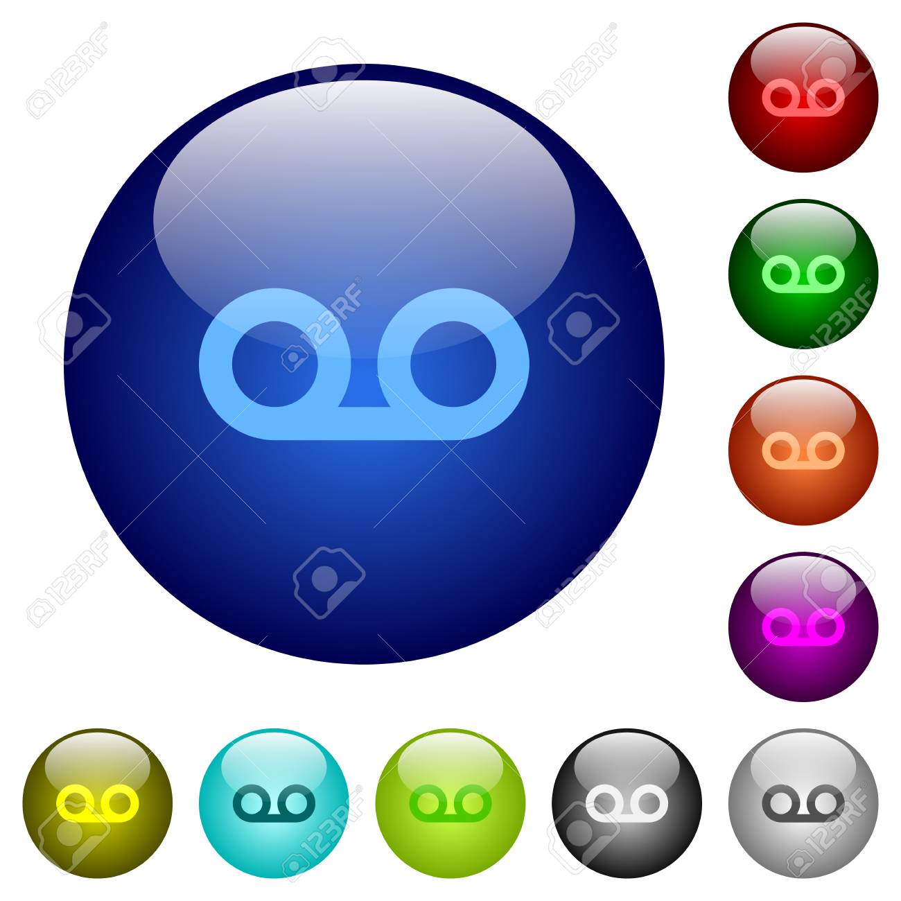 voicemail icons on round color glass buttons royalty free cliparts