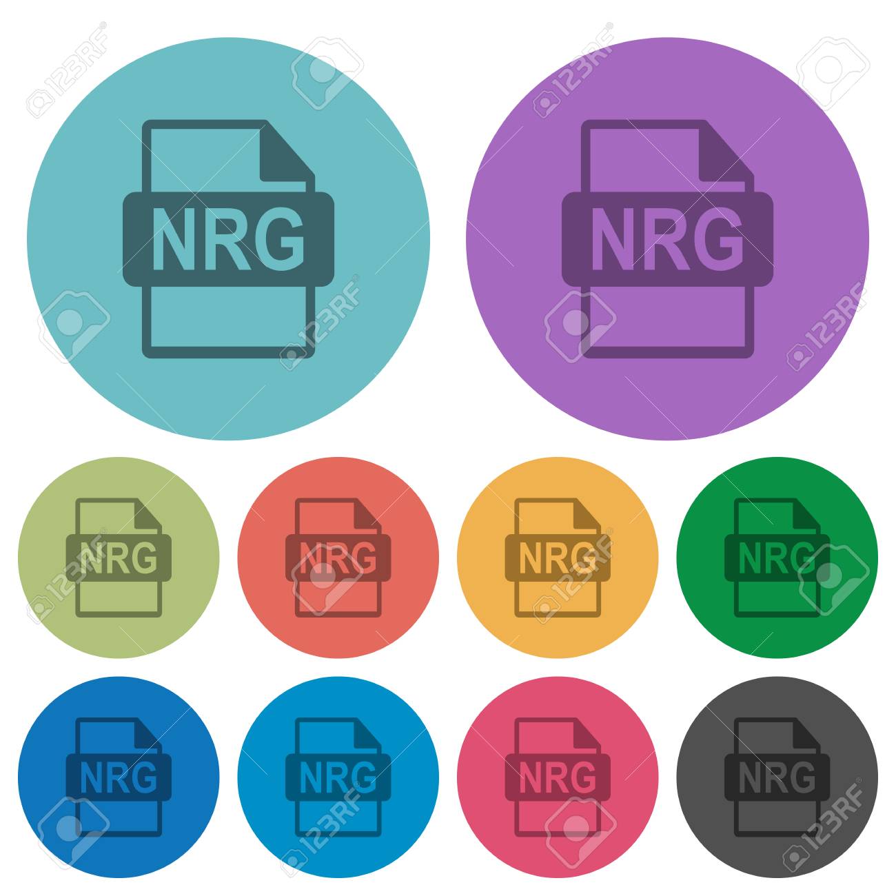 nrg file format darker flat icons on color round background royalty nrg file format