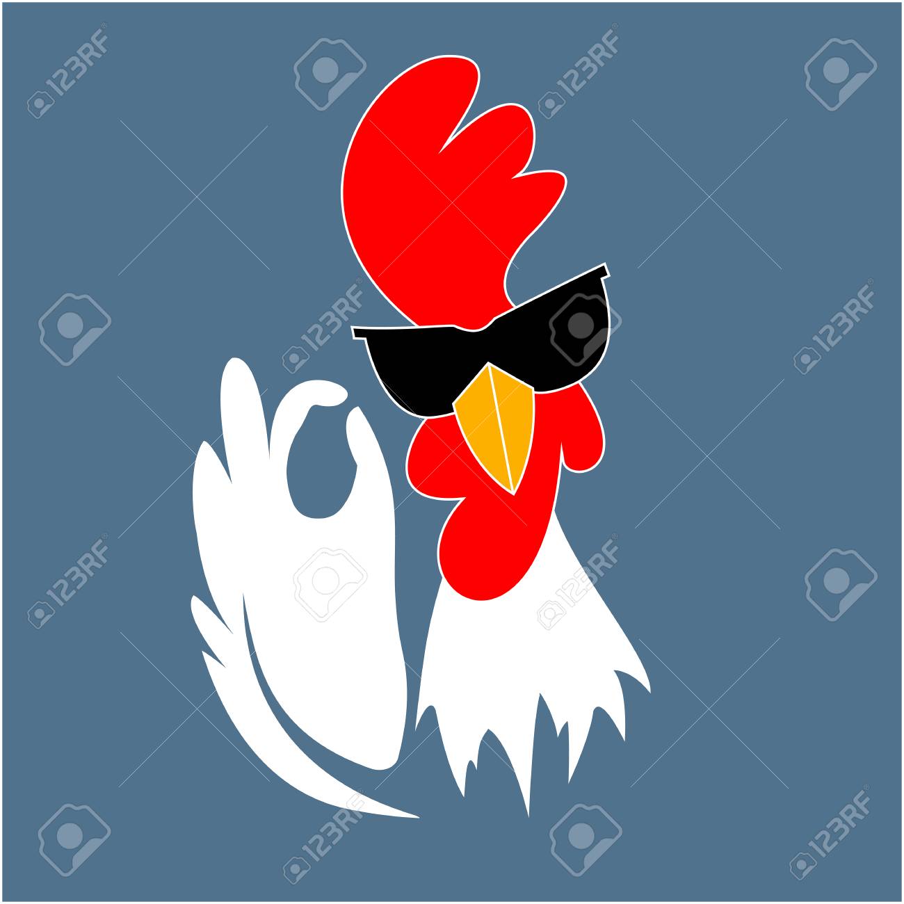Rooster in sunglasses showing OK sign gesture. Cock. Chinese New Year 2017 symbol. Best chicken - 66295385 Rooster in sunglasses showing OK sign gesture. Cock. Chinese New Year 2017 symbol. Best chicken - 66295385