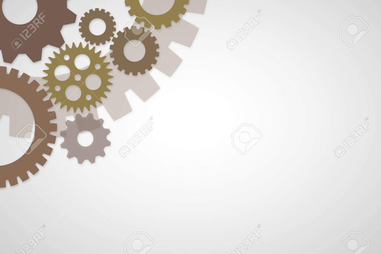 brown rusty colored gears template on white background for
