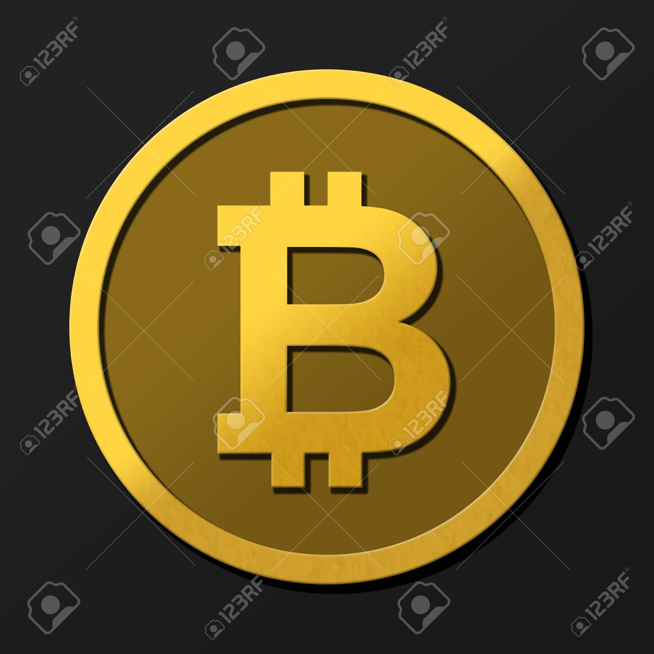 Dark Bitcoin 3D Coin Logo Illustration In Gold With Shadows. Rendering With  Shading And High Closs Golden B Symbol Concept. Stock Photo, Picture and  Royalty Free Image. Image 91961098.