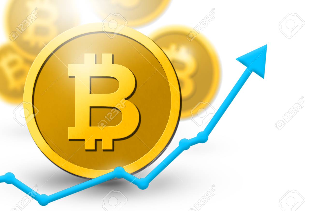 ビットコインコイン3Dコインと上昇利益増加コンセプトで仮想通貨のイラスト。  新しい決済・コマースシステムで金融ビジネスシステムを脅かすデジタルマネーシステム。 スペースをコピーします。の写真素材・画像素材 Image  92613030