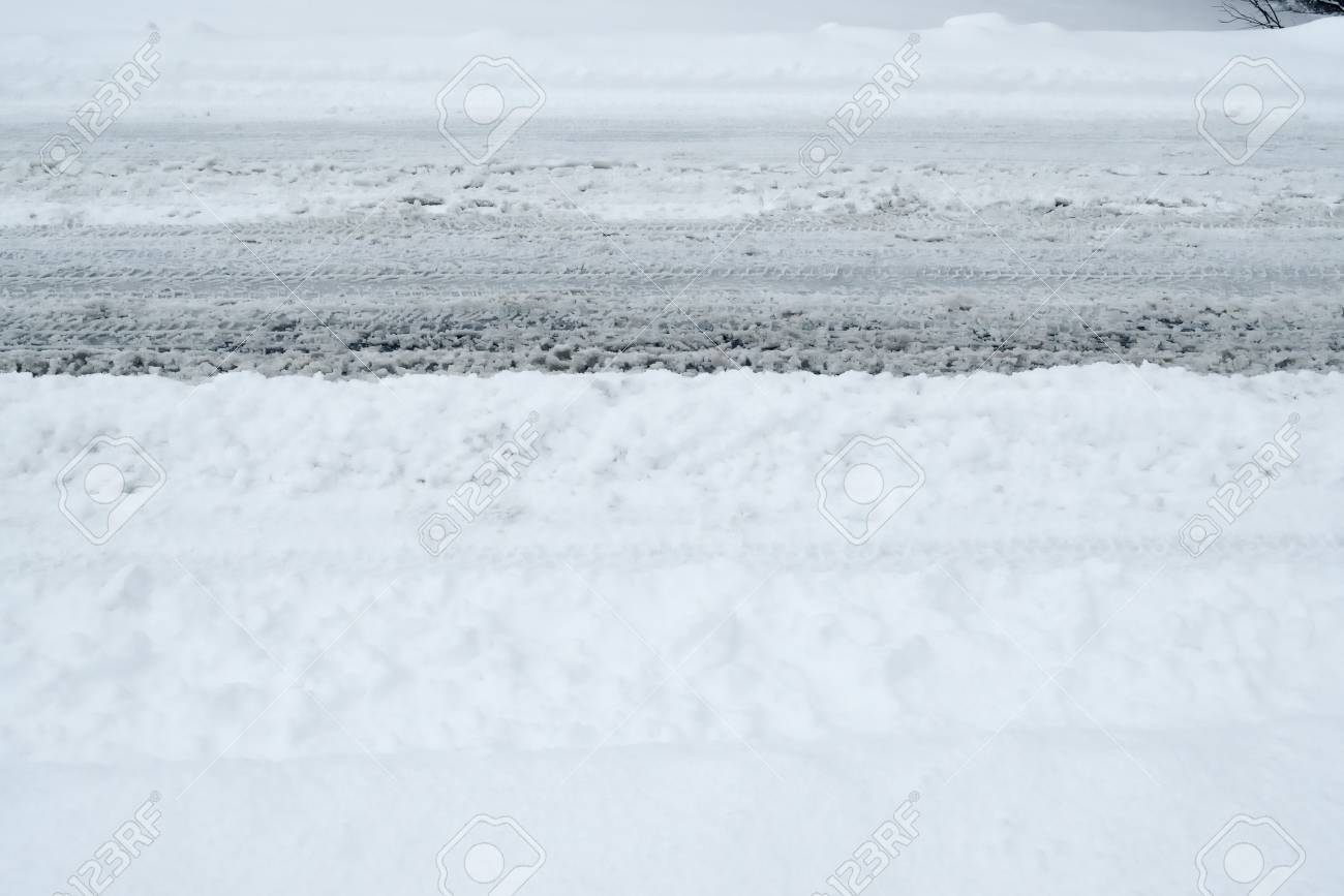 Winter Driving Background - snowy road with tire tracks - 113081634 Winter Driving Background - snowy road with tire tracks - 113081634