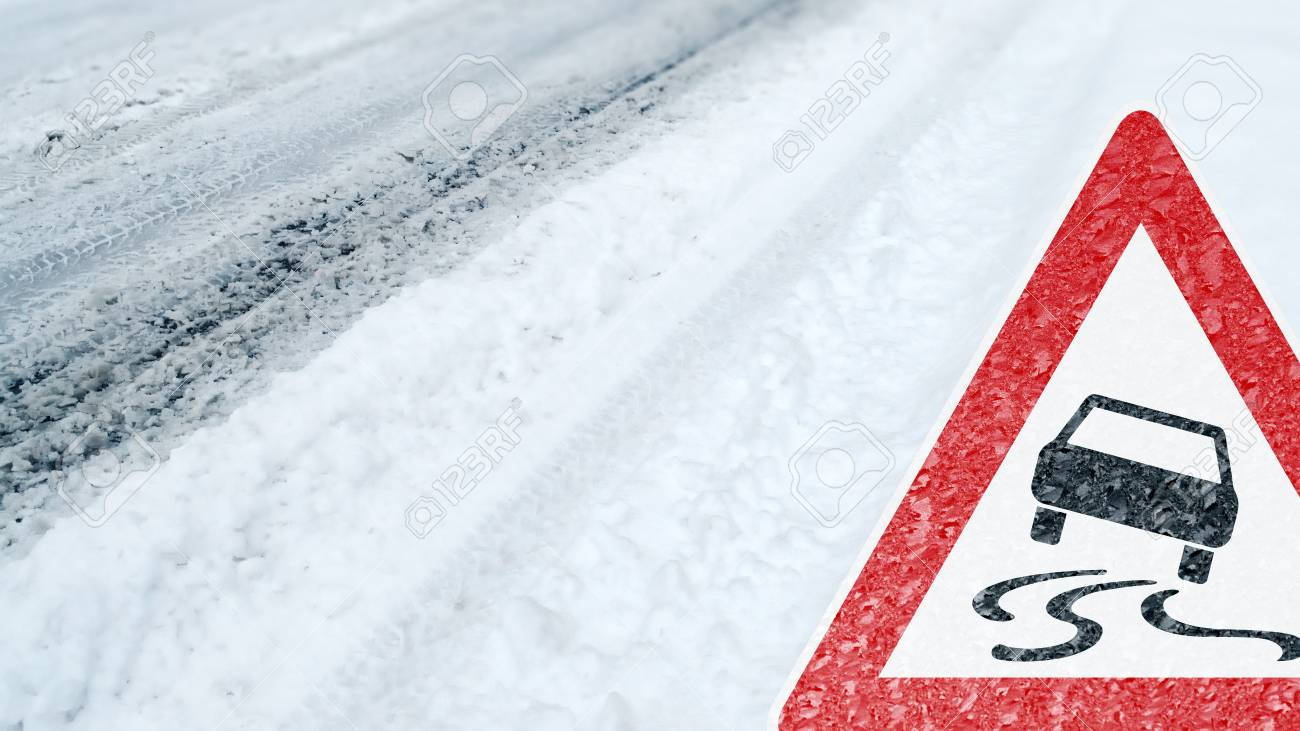 Winter Driving - Caution - Risk of Snow and Ice - 113081635 Winter Driving - Caution - Risk of Snow and Ice - 113081635