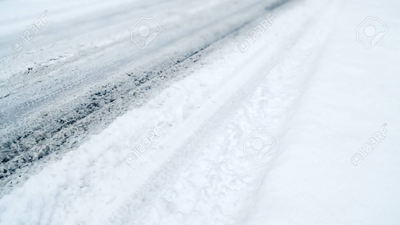 Winter Driving Background - snowy road with tire tracks - 113081641 Winter Driving Background - snowy road with tire tracks - 113081641
