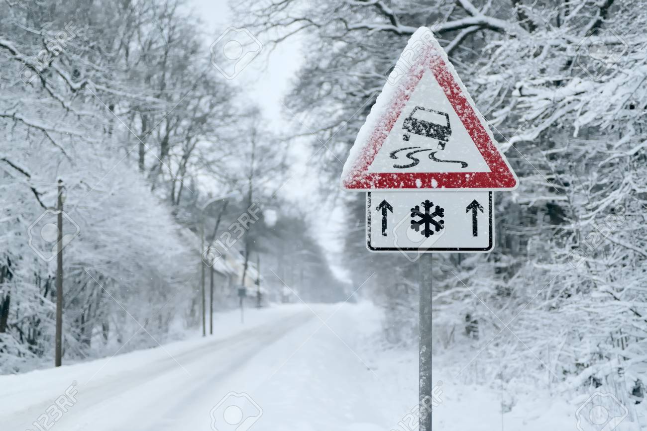 Winter Driving - Heavy snowfall on a country road. Driving on it is dangerous? - 113081650 Winter Driving - Heavy snowfall on a country road. Driving on it is dangerous? - 113081650