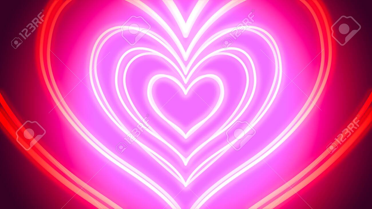 Tunnel of neon hearts - digitally generated image - 130118887 Tunnel of neon hearts - digitally generated image - 130118887