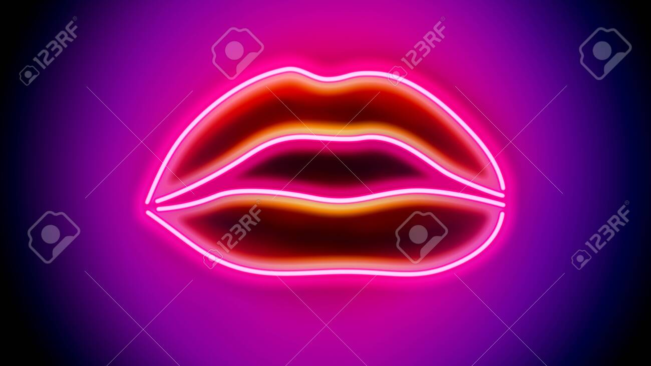 Sexy Neon Lips - digitally generated image - 130118891 Sexy Neon Lips - digitally generated image - 130118891