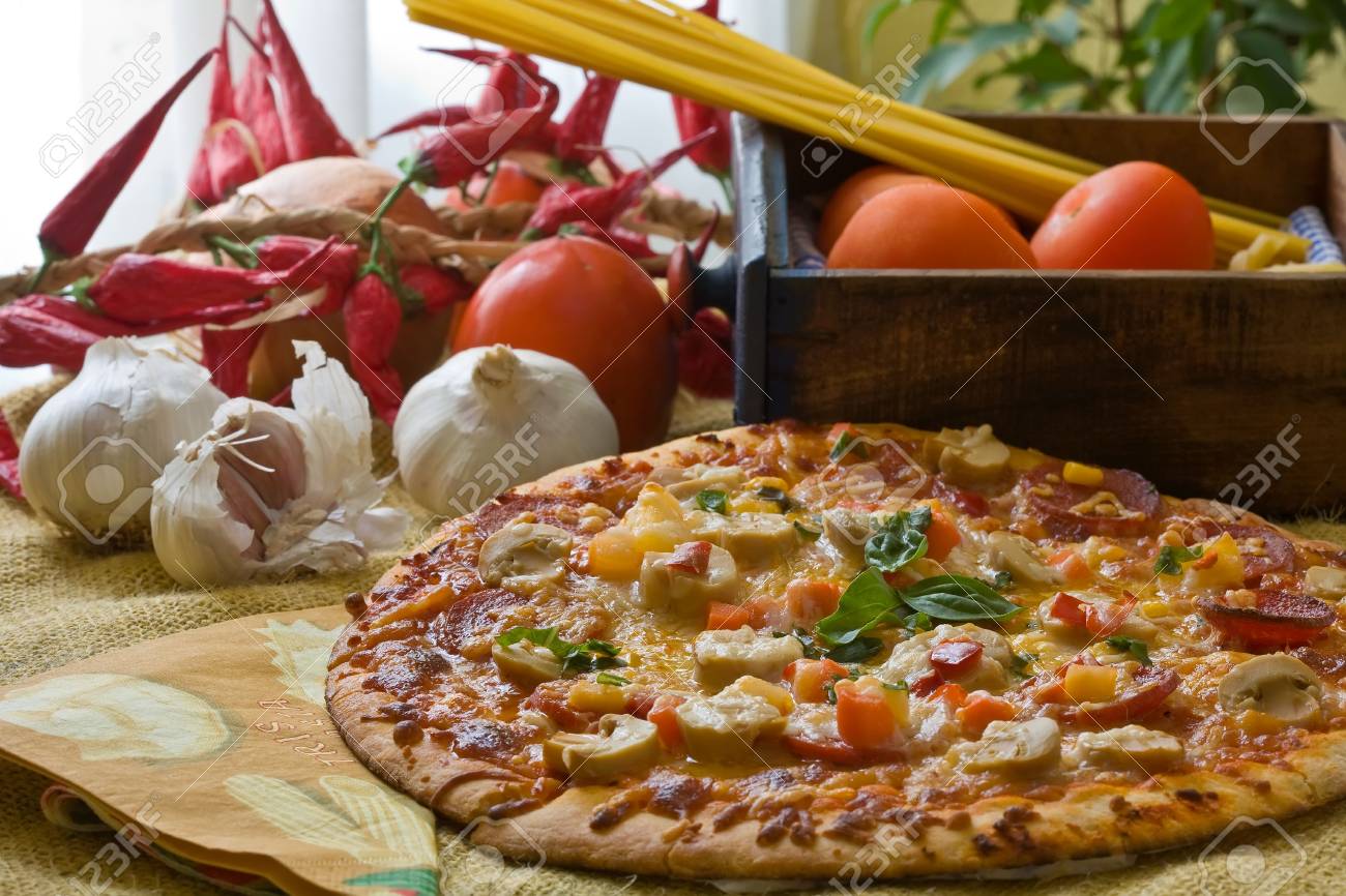 new york style pepperoni pizza with decoration new york style pepperoni pizza with decoration