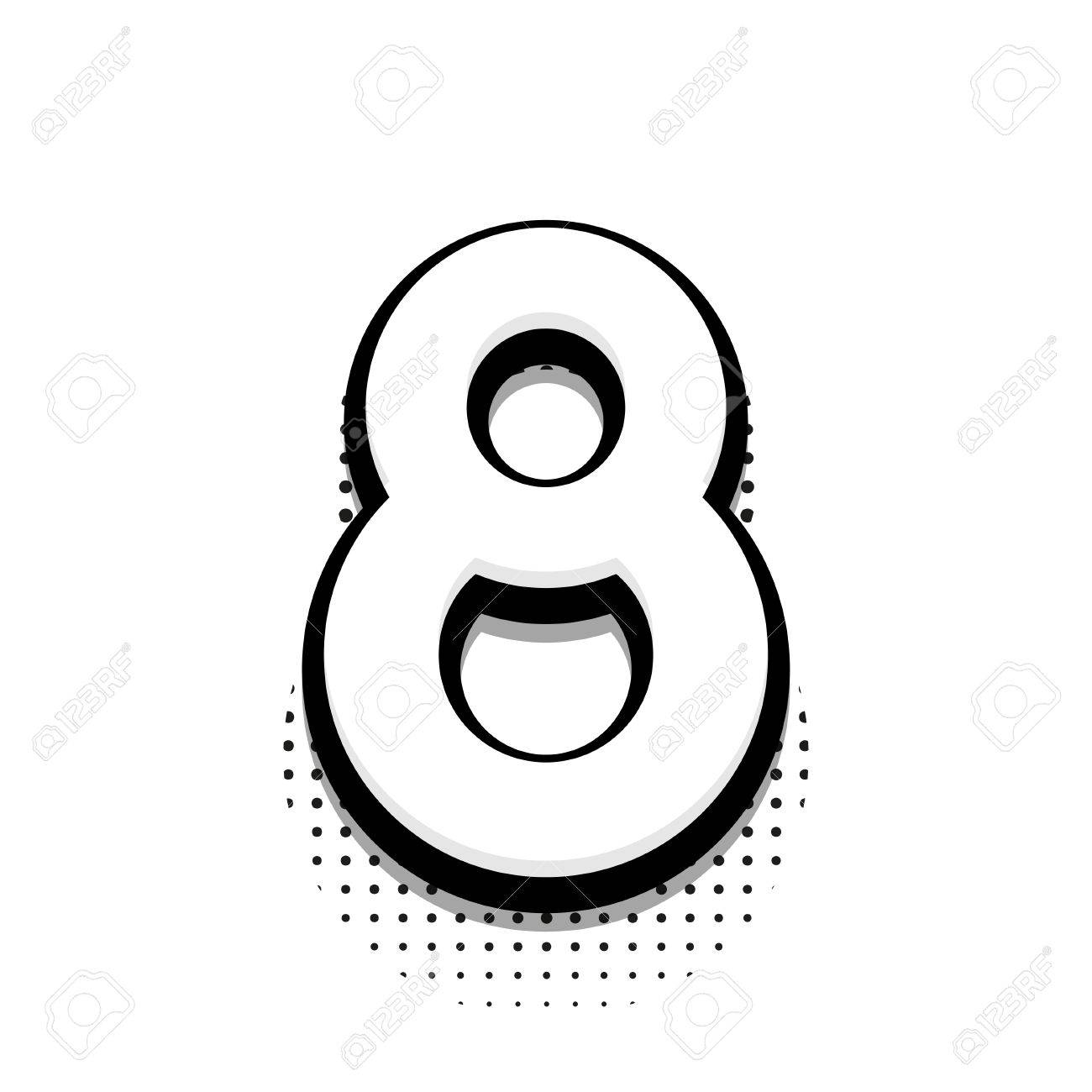 白い背景の上ベクトル現代ハーフトーン 8 月アイコン のイラスト素材 ベクタ Image