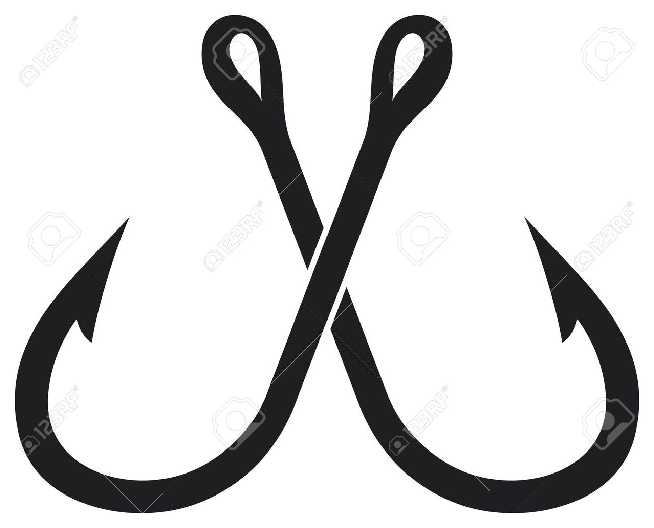 Two Crossed Fishing Hook Royalty Free SVG, Cliparts, Vectors, and