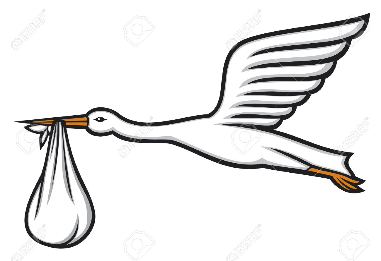 Storch Mit Einem Baby Im Schnabel Storch Fliegt Mit Bundel Storch Ein Baby Lizenzfrei Nutzbare Vektorgrafiken Clip Arts Illustrationen Image 16096761