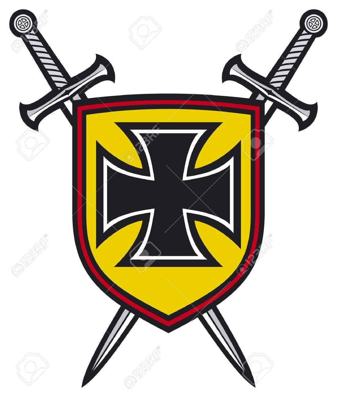 heraldic composition shield crossed swords and cross coat