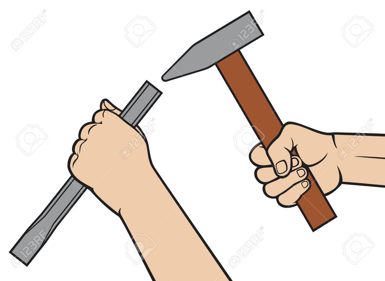 Hands Holding A Hammer And Chisel Hammer In Hand, Chisel In Hand Royalty  Free SVG, Cliparts, Vectors, and Stock Illustration. Image 24391930.