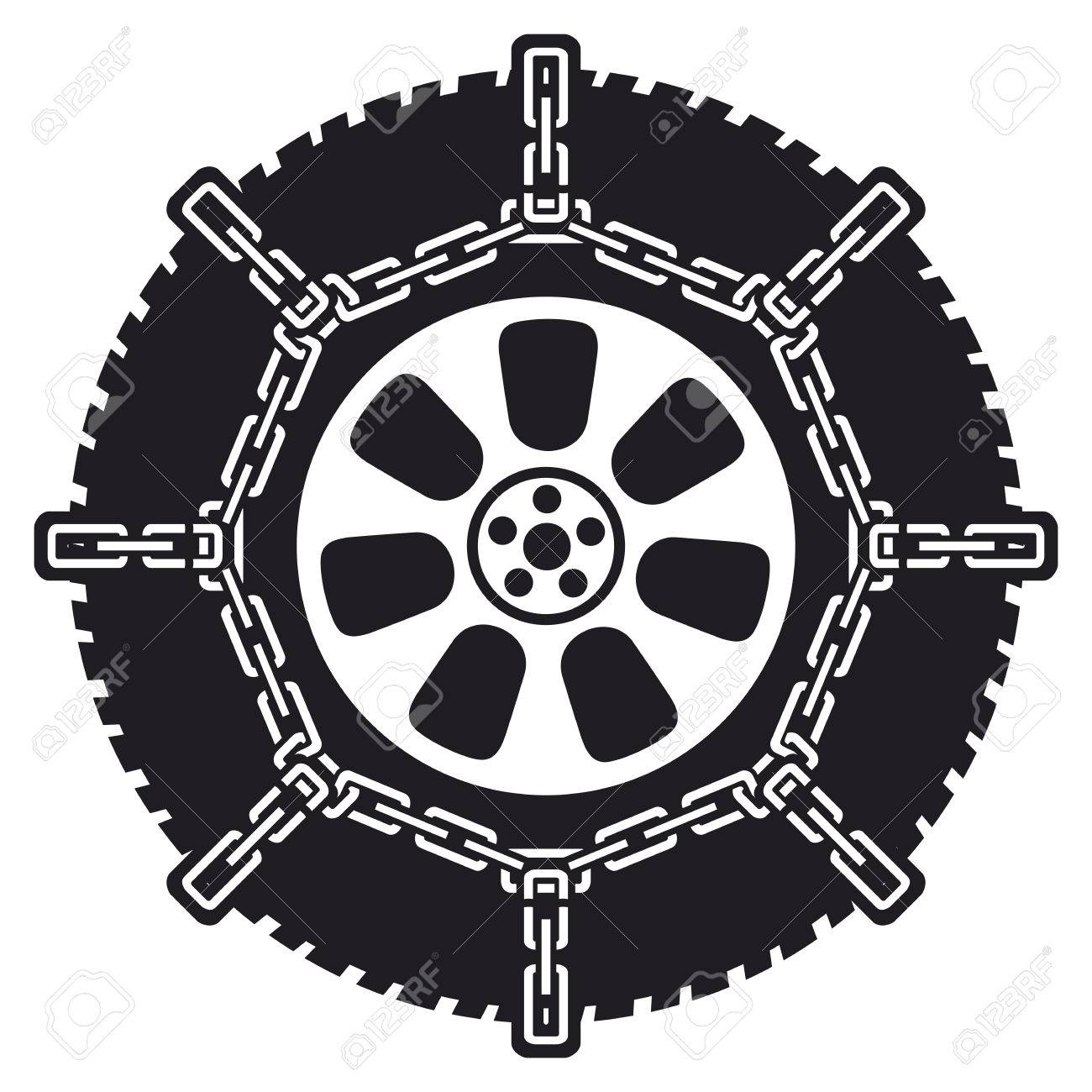 雪鎖 チェーン雪タイヤ 冬タイヤ のイラスト素材 ベクタ Image