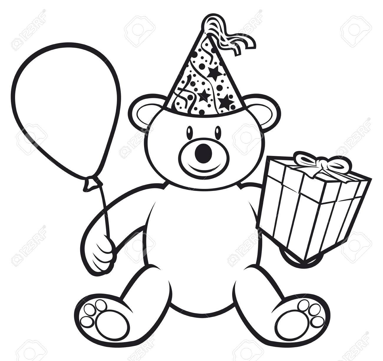 Teddybar Spielzeug Mit Geschenk Box Und Ballon Geburtstag Hut Cute Bear Teddybar Lizenzfrei Nutzbare Vektorgrafiken Clip Arts Illustrationen Image 40035514