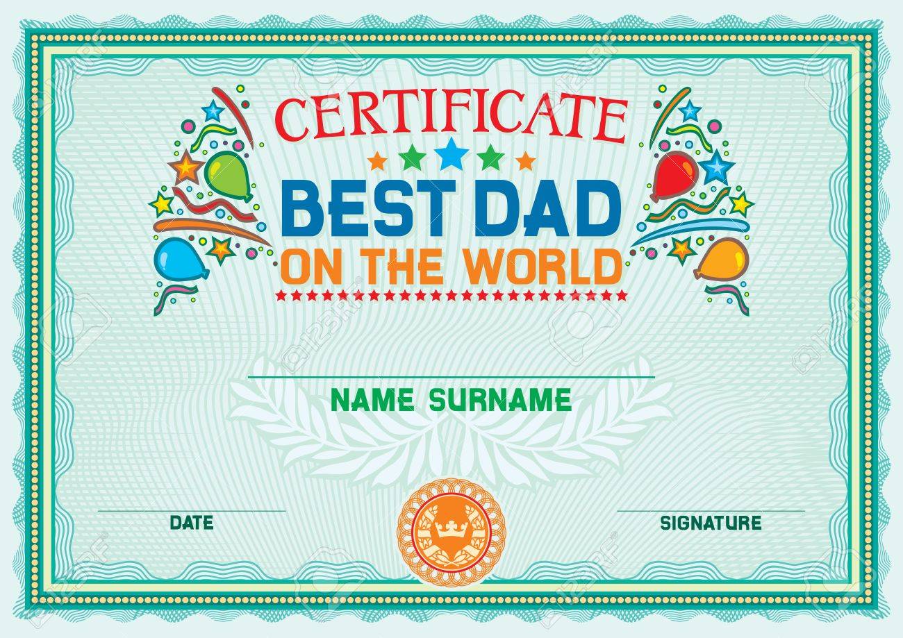 best dad father on the world certificate royalty free cliparts