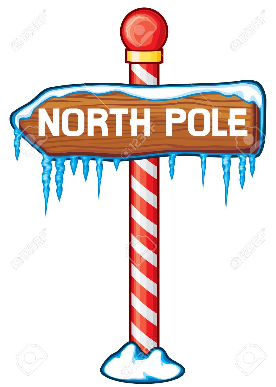 north pole wooden sign vector illustration royalty free cliparts