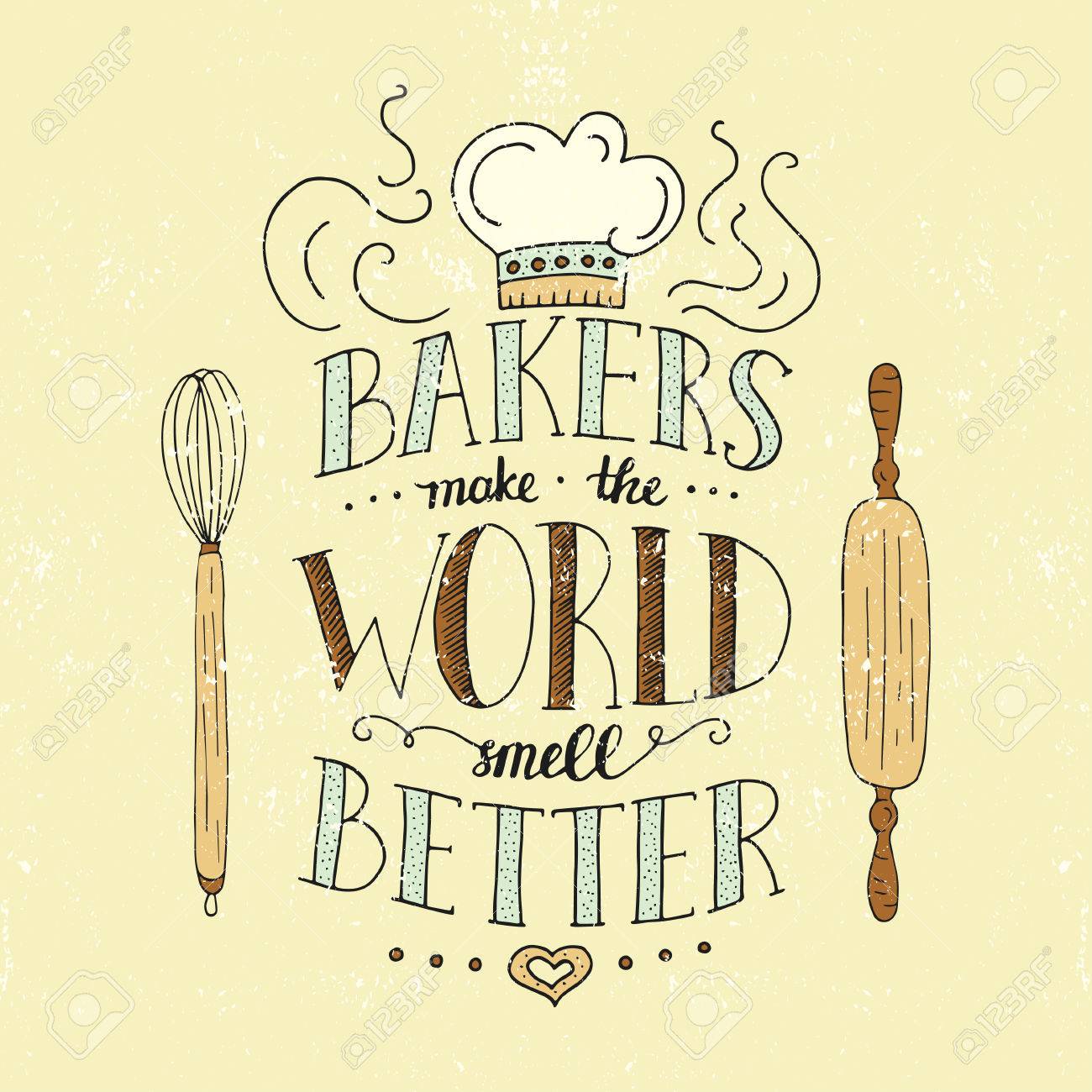 フレーズと ユニークなレタリング ポスター Barers 世界においより良いを作る T シャツのデザイン ノートブック カバー パン屋さん カフェ のためのポスターのトレンディな手書きイラスト のイラスト素材 ベクタ Image