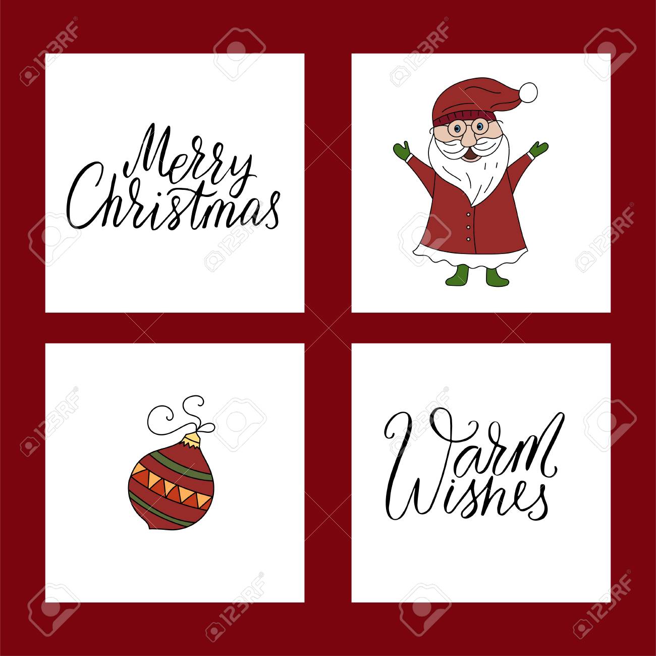 ベクトル クリスマス カードのイラストやレタリング引用手を設定します のイラスト素材 ベクタ Image