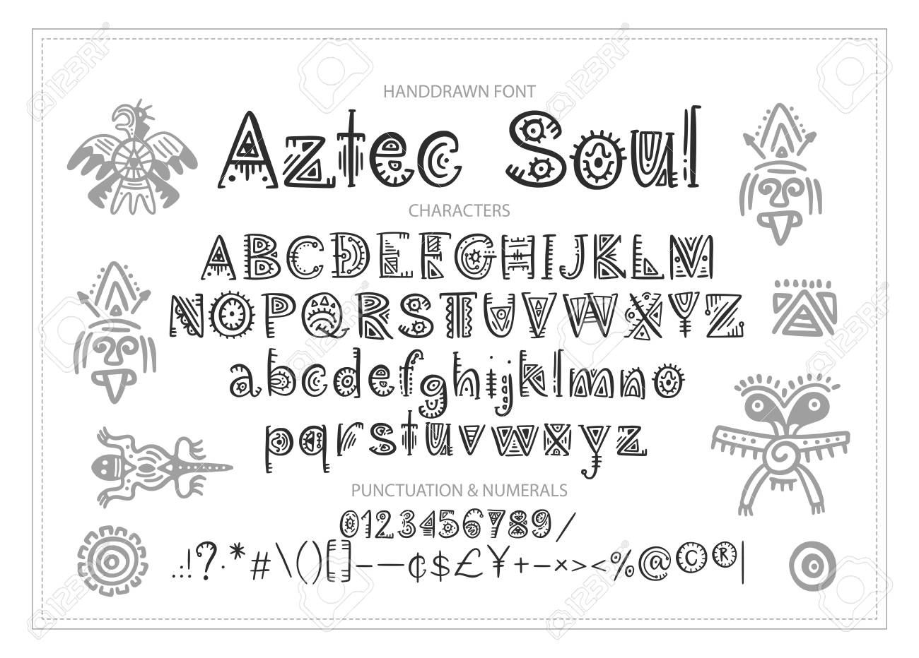 Tribal Aztec Alphabet Vector Ethnic Letters With Peru Decorations Decorative Hand Drawn Geometric Abs Letters For Your Design Royalty Free Cliparts Vectors And Stock Illustration Image 124938245