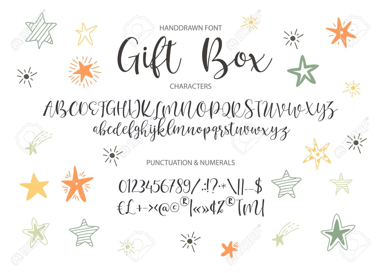 vector alphabet typeface cute typographic script letter set quotes letter