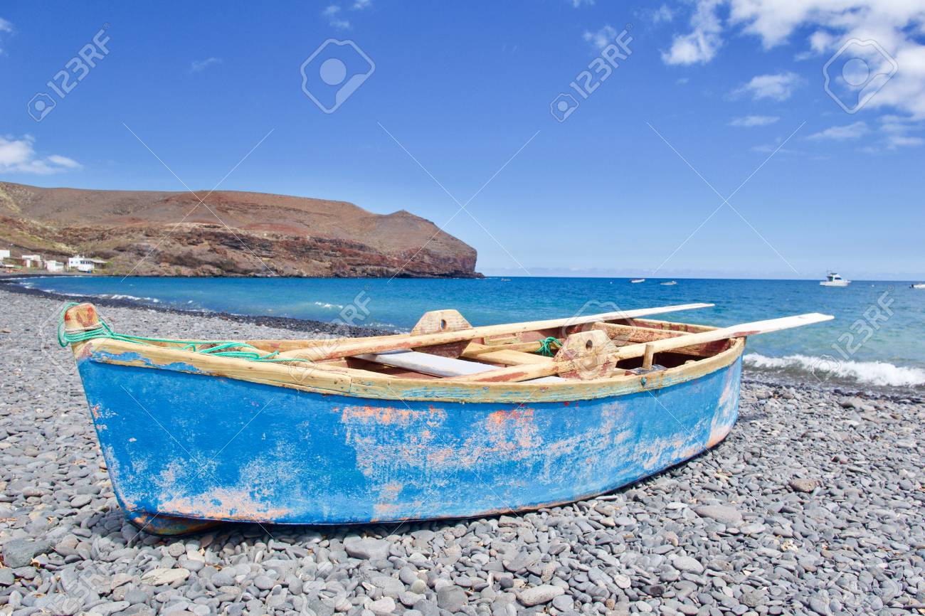 Rowing boat (paternoster) at the beach - 81836388 Rowing boat (paternoster) at the beach - 81836388