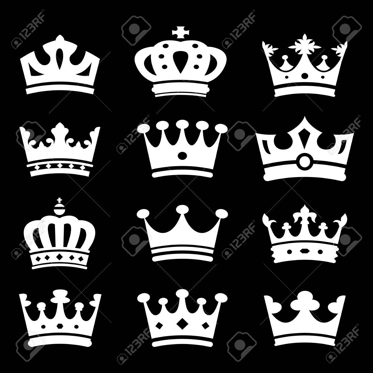 Crown Silhouette Collection Vector Royalty Free Cliparts