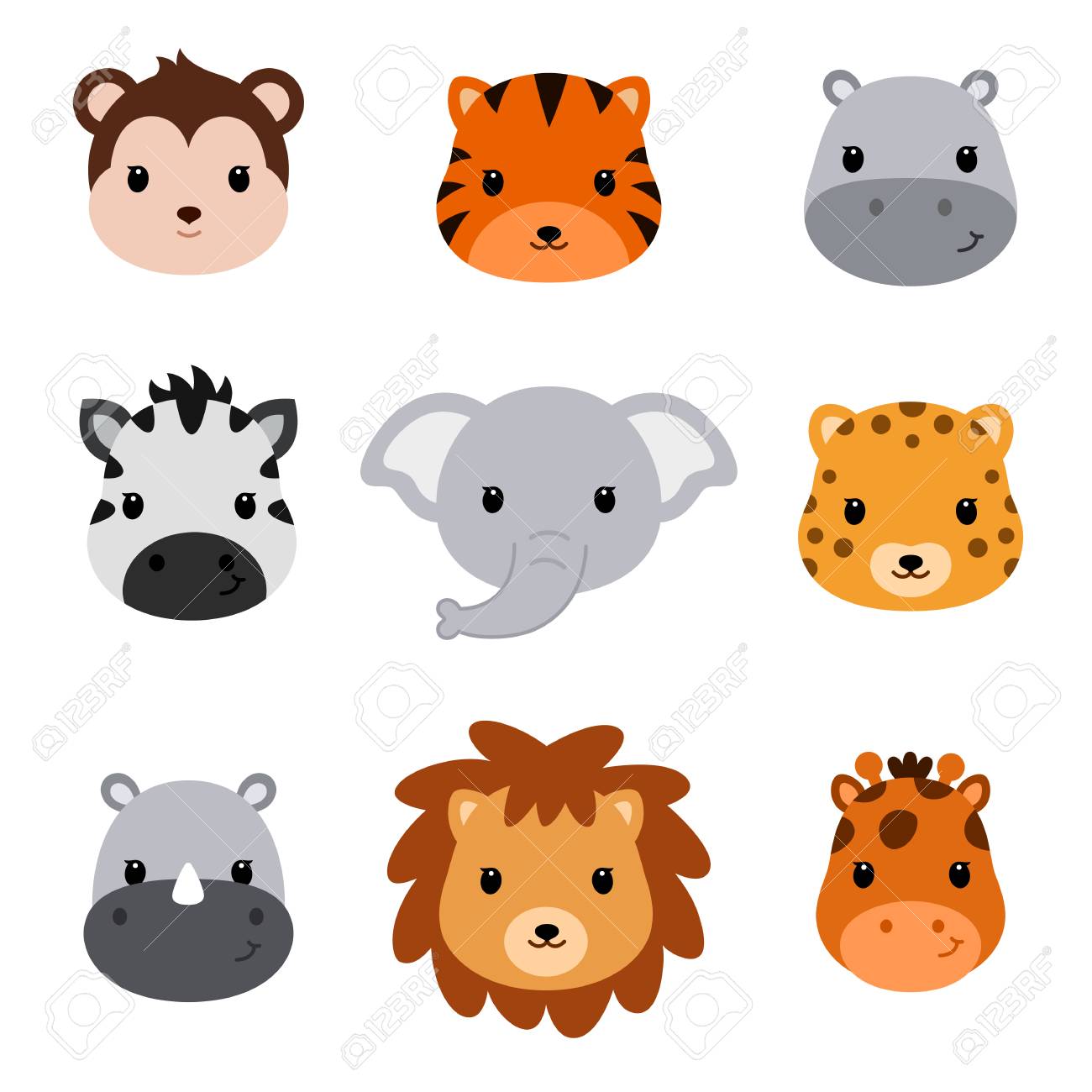 Shower De Bebe Animaux Safari Mignon Ensemble De 9 Tetes D Animaux Clip Art Libres De Droits Vecteurs Et Illustration Image Shower De Bebe Animaux Safari Mignon Ensemble De 9 Tetes D Animaux Clip Art Libres De Droits Vecteurs Et Illustration Image
