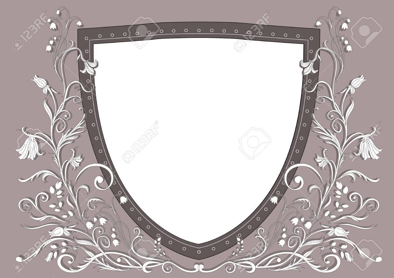 vector illuctration of heraldic sheld with floral decorative sheld