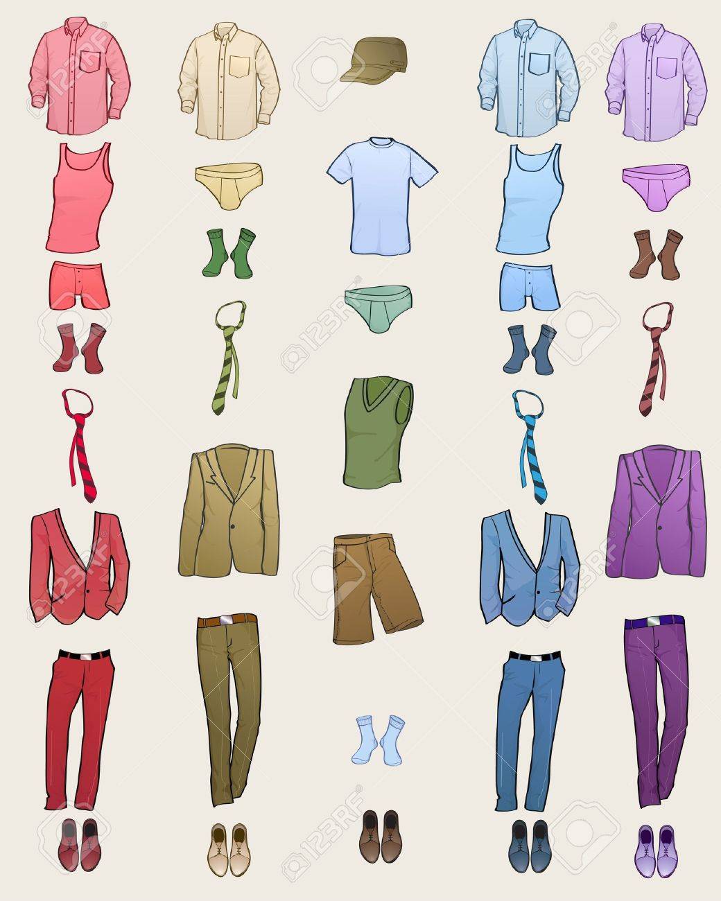 Vector Illustration Of Cool Men Clothes Icon Set In The Different Colors Royalty Free Cliparts Vectors And Stock Illustration Image