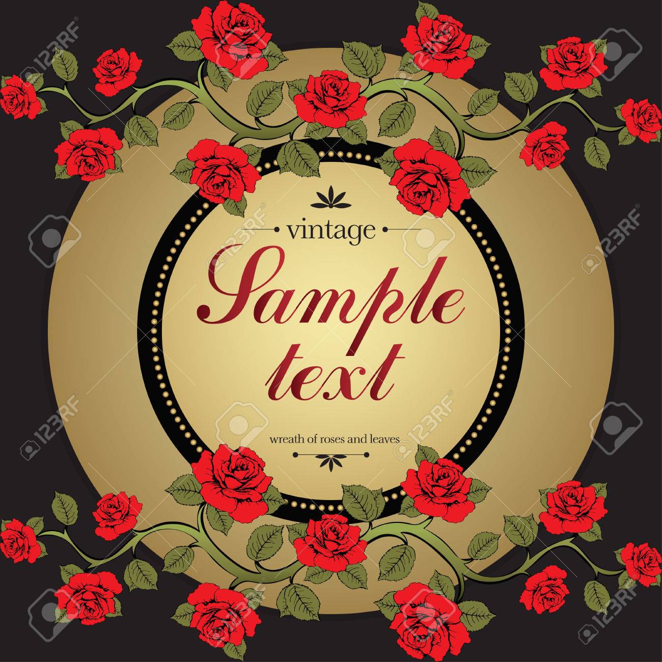 Carte De Fleur Couverture Cadre Fleur Bannière Frontière Dor Ornement Avec Des Roses Et Létiquette Pour Le Texte Or Vintage Vecteur De Fond
