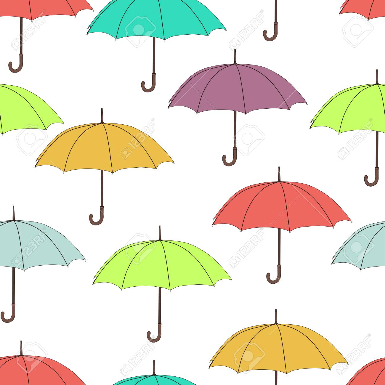 Umbrellas Seamless Pattern Vector Background Multicolored Bright Umbrellas On A White Background For Wallpaper Design Wrappers Fabrics Decorating Royalty Free Cliparts Vectors And Stock Illustration Image