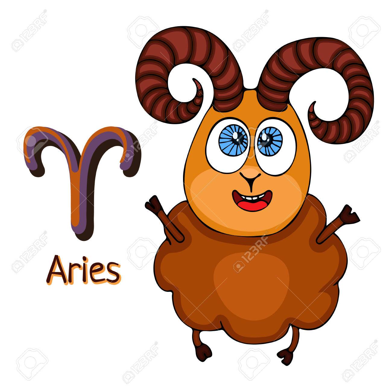 zodiac sign cartoon aries astrological character painted funny